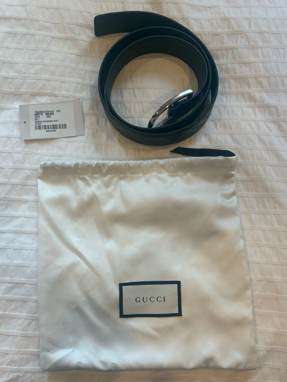 Gucci Microguccissima Soft Acero GG Leather Belt-Authentic w tags & bag